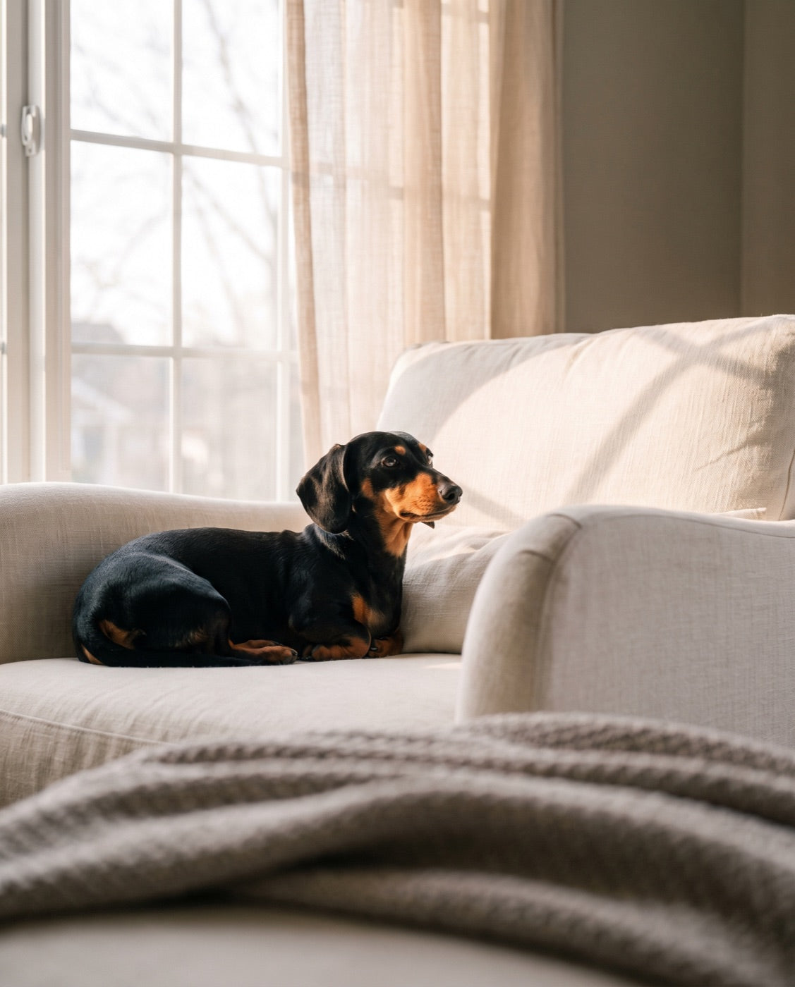 A calm dachshund at home, illustrating the real odds of IVDD